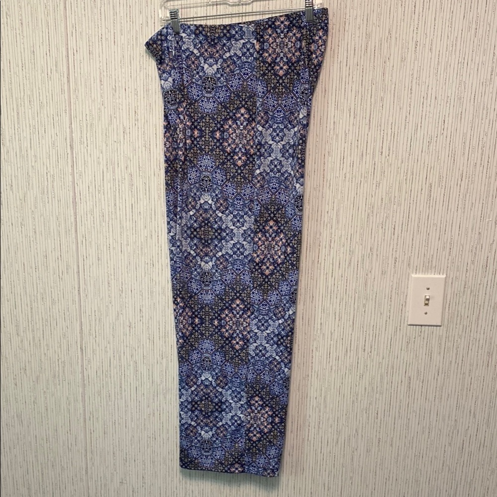 Geometric Blue Wide-Leg Alyx Large Women Pull on Pant - Picture 5 of 6